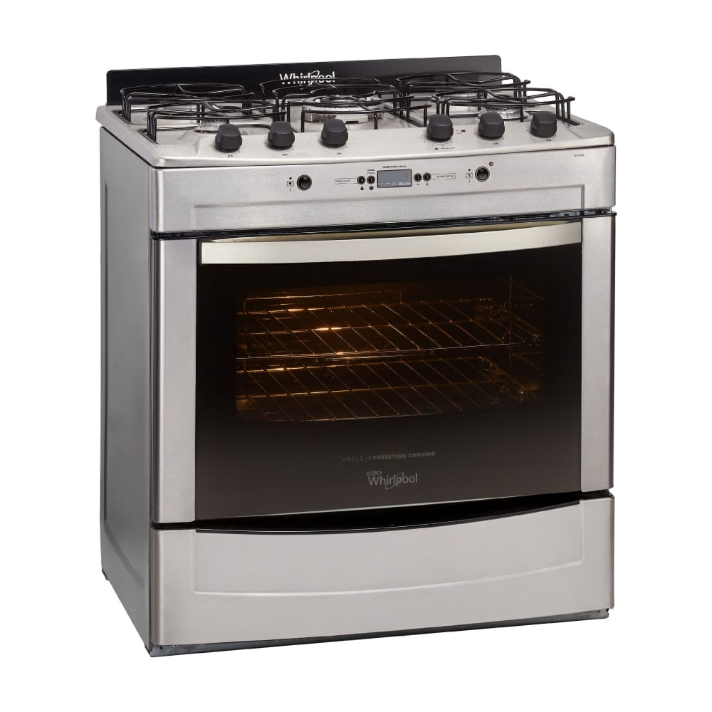 Cocina a Gas Whirlpool con Grill 76 CM Inox - 5 hornallas - whirlpoolarg