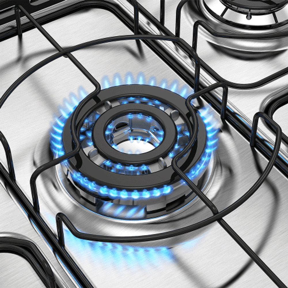 Cocina a Gas Whirlpool con Grill 76 CM Inox - 5 hornallas - whirlpoolarg